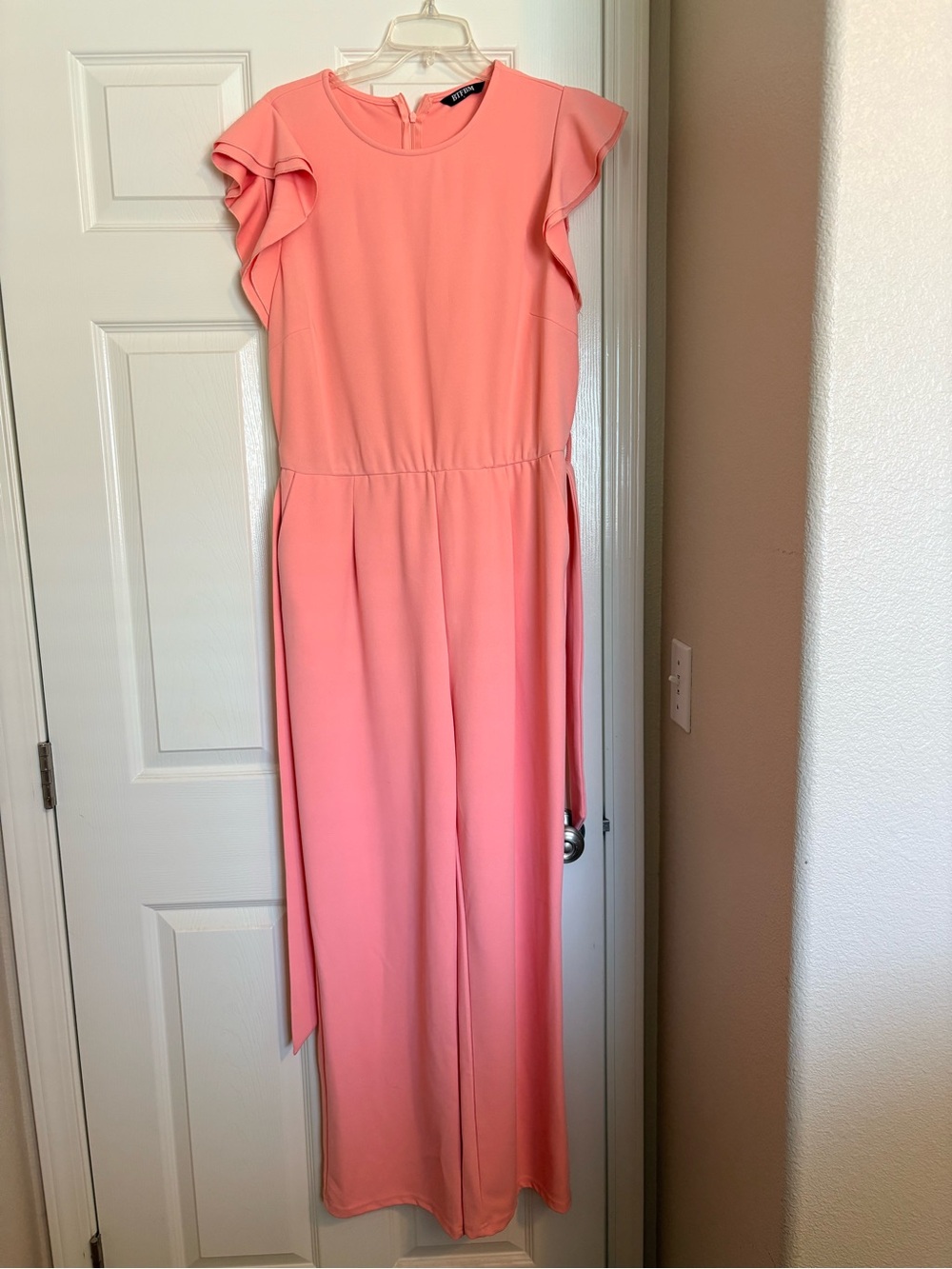 Flutter Sleeve Coral Jumpsuit
